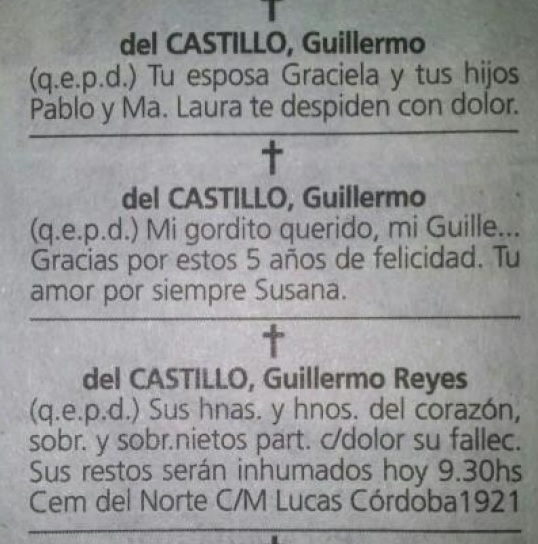 Obituario Guillermo Reyes del Castillo